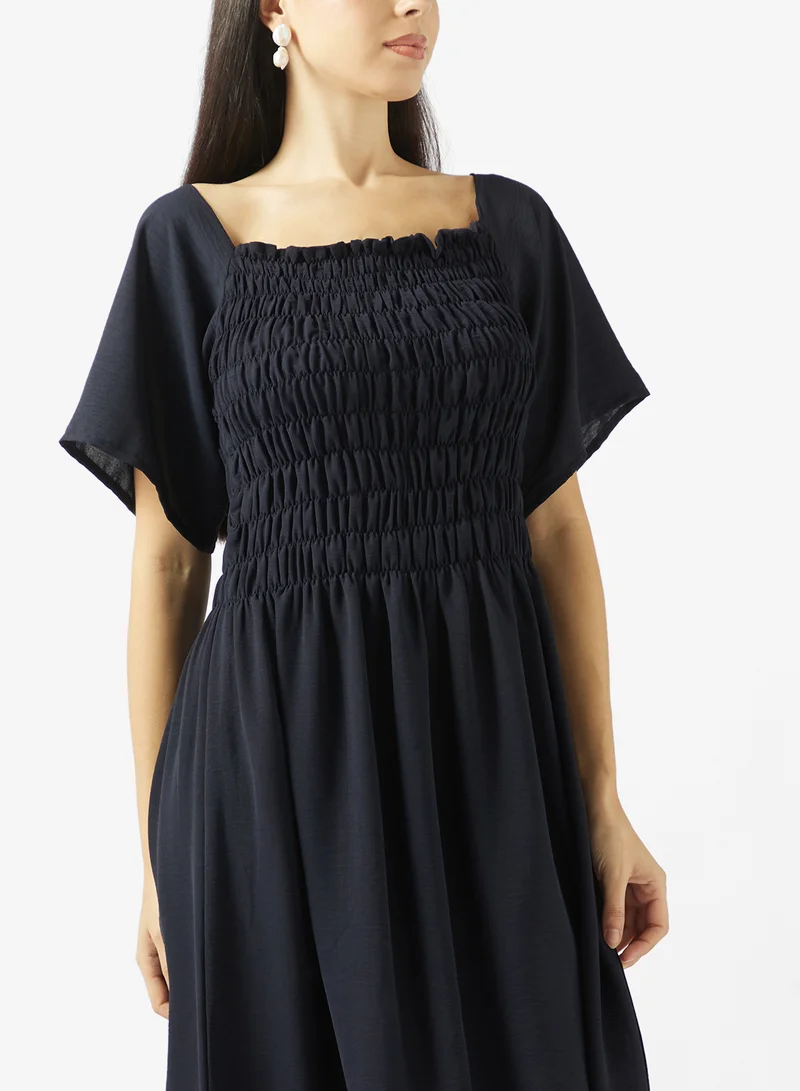 hayas closet  Ruched Waist Square Neck Under Abaya Dress for Women | Best Price UAE